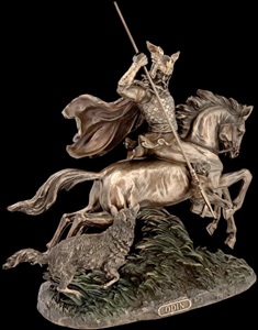 Høj kvalitet polystone Odin figur med bronzebelægning